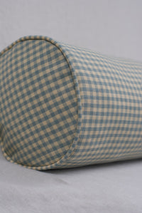 Cottage Side Blue Gingham Bolster Pillow